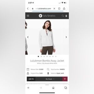 Lululemon bombs away jacket